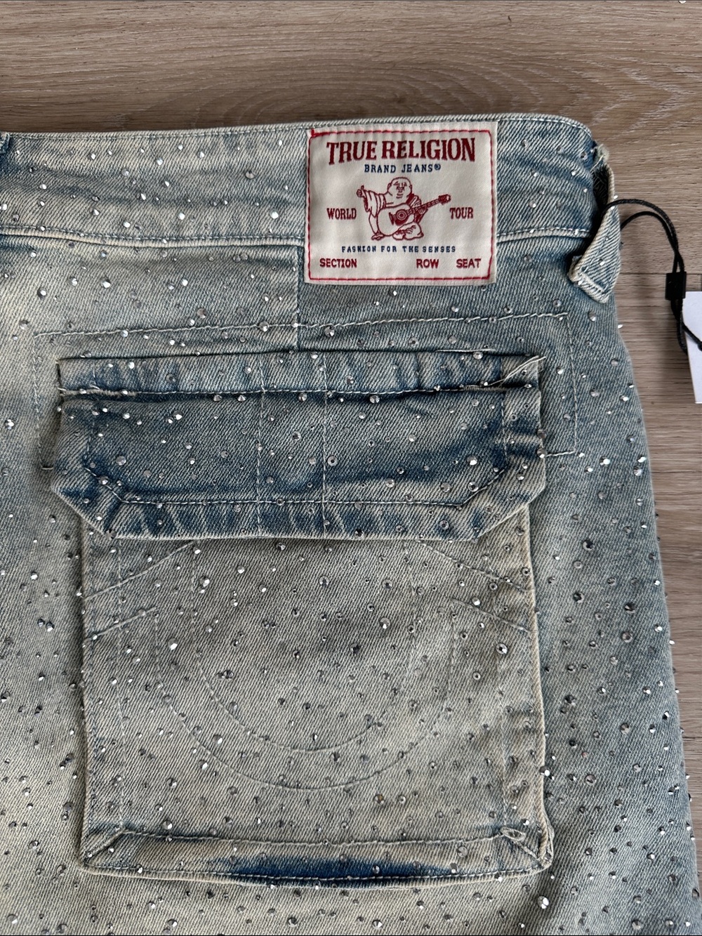 True Religion Bobbi Mid Rise Crystal Flap Baggy Cargo Jean - Picture 13 of 16